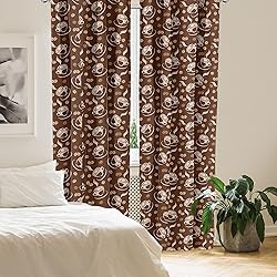 Lunarable Coffee Window Curtains, Silhouette of