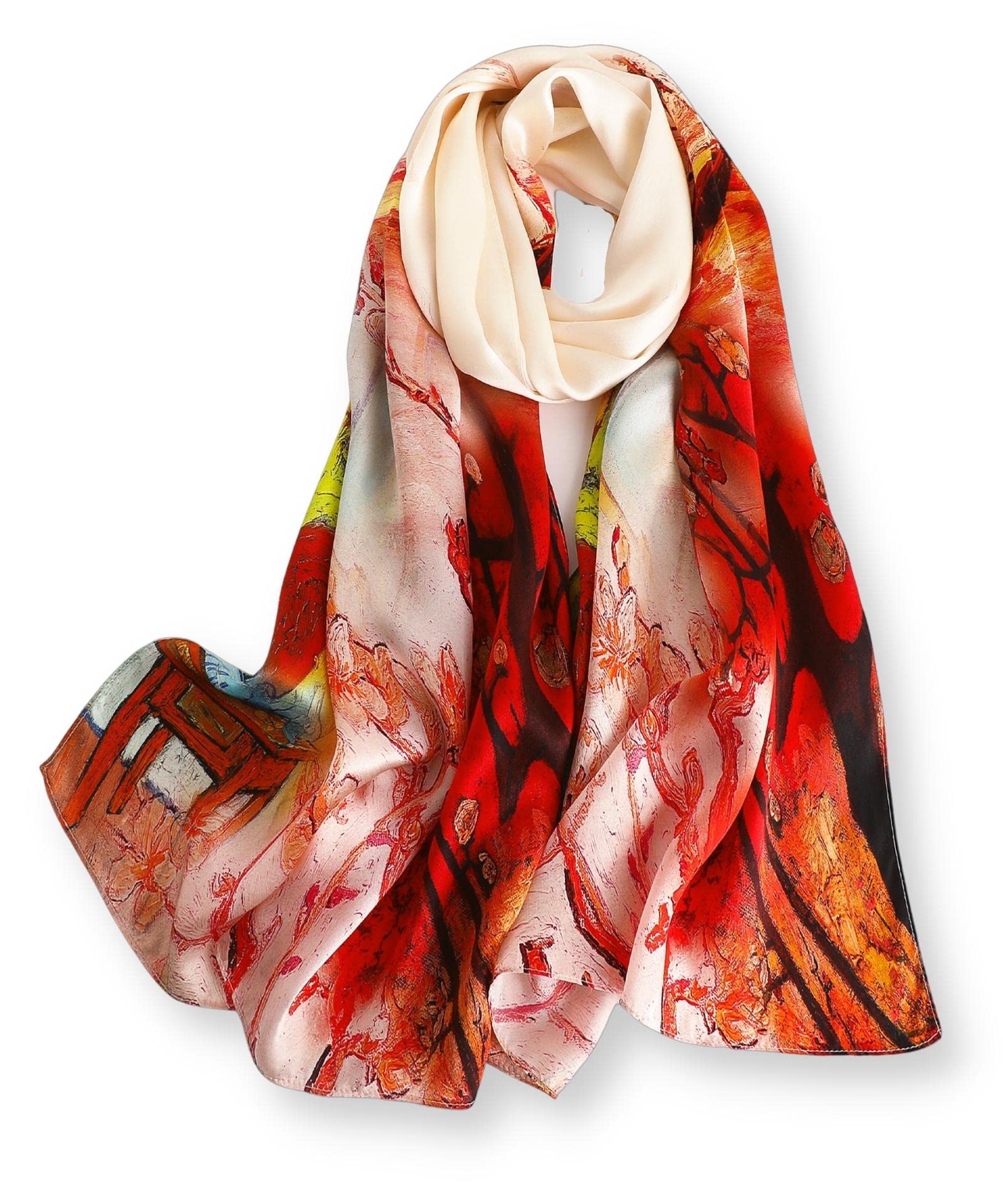 PoeticEHome 100% Mulberry Silk Long Scarf - Women's