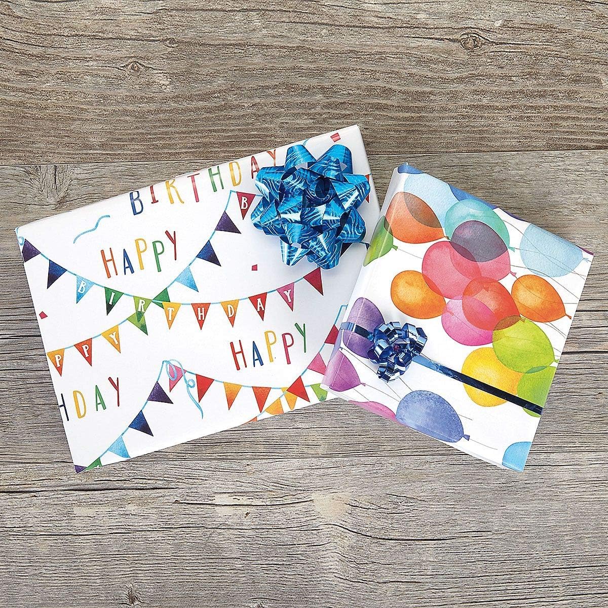 Birthday Party Flat Gift Wrap - 2 Sheets, Peek Proof Wrapping Paper