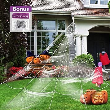 Giant Spider Web With Super Stretch Cobweb Set Halloween