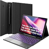 GreenLaw Keyboard Case for Samsung Galaxy Tab S10 Lite/S10 FE/S9 FE 5G | 7 Color Backlit Touchpad Keyboard with Pencil Holder, Magnetic Detachable, Black