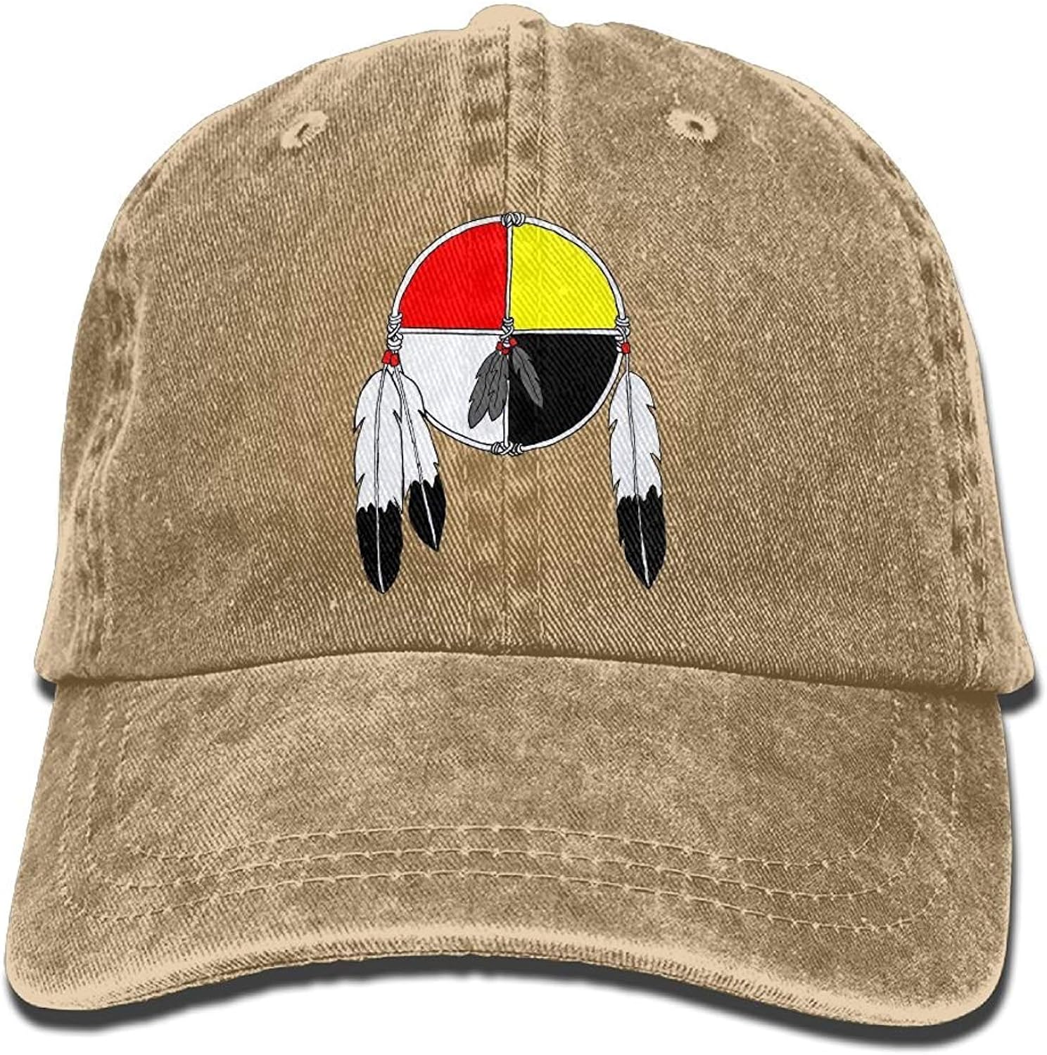 TOGEFRIEND Medicine Wheel Denim Baseball Caps Hat Adjustable Cotton
