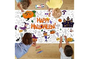 AWHETIE Halloween Crafts for Kids-Giant Coloring Tablecloth Poster 72x30 Inches,Jumbo Coloring Paper Banner Table Cover Halloween Activities Decorations Party Supplies