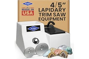 Hi-Tech Diamond 4"/5" Lapidary Trim Saw - Stone Cutter Equipment, Glass Cutter, Diamond Blades Included, Rock Polisher & Cutt