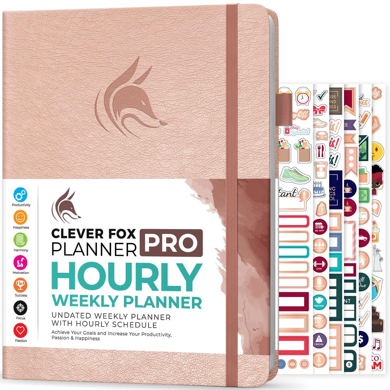 Clever Fox Planner PRO Schedule – Undated Weekly & Monthly Life Organizer with Time Slots & Daily Appointment Book, A4 (Rose Gold)
