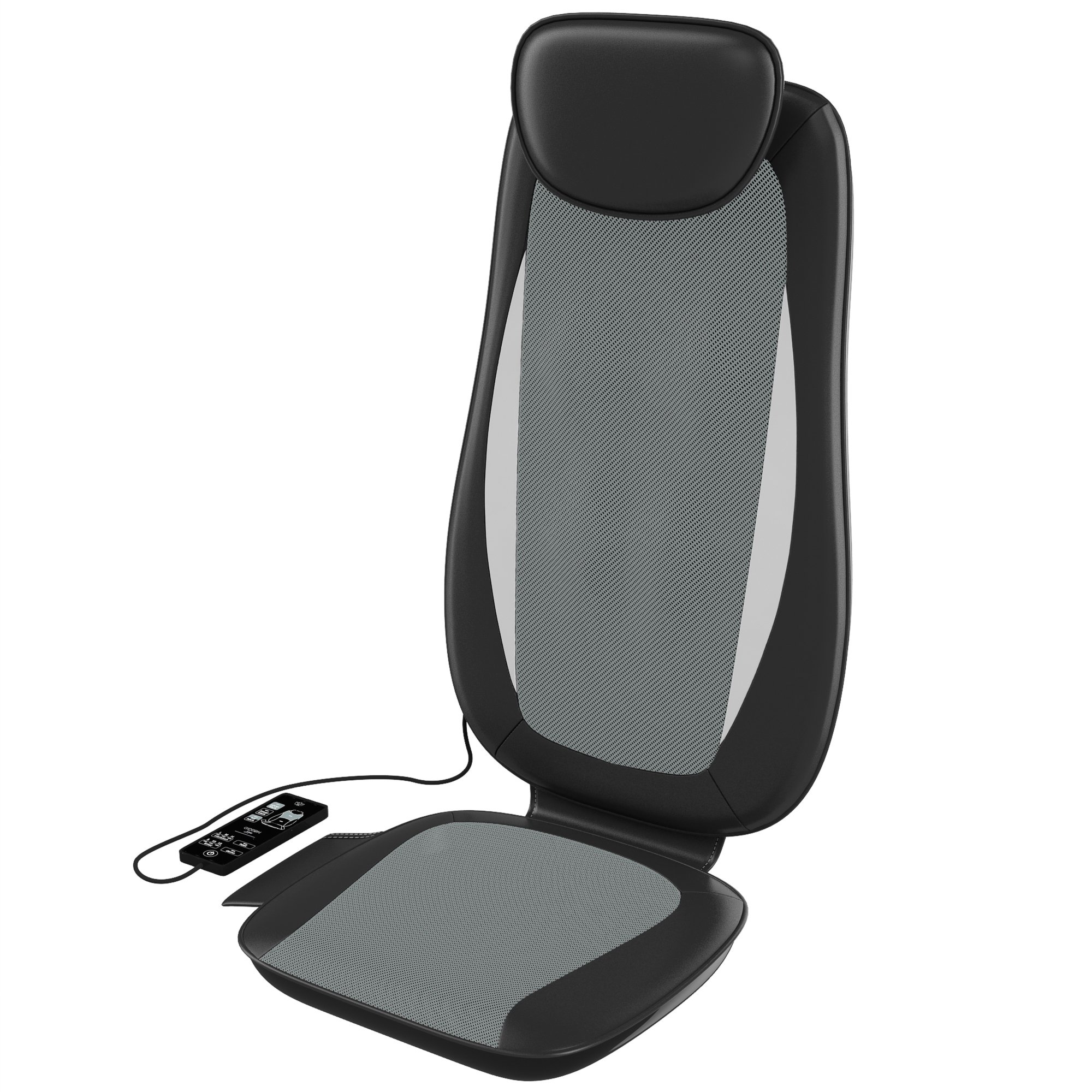 Gideon Six-Program Shiatsu Massager Customizable Massaging Cushion with Heat / Shiatsu 3D Deep Kneading, Percussion and Vibrating - Full Back, Upper back, Lower Back or Pinpoint Precise Massage Spot