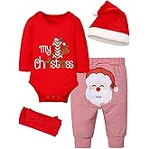 Abbence Baby Girl Boy Christmas Outfit My 1st Christmas Baby Boy Infant New Year 4 Pcs Set