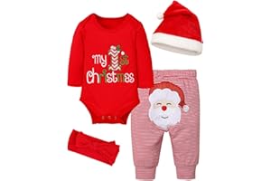 Abbence Baby Girl Boy Christmas Outfit My 1st Christmas Baby Boy Infant New Year 4 Pcs Set