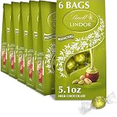 Lindt LINDOR Pistachio Milk Chocolate Candy Truffles, Great for Gifting, 5.1 oz. Bag, 6 Pack