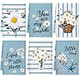 Boyiee Set Of 6 Floral Kitchen Towels Wildflower Dish Towels Butterfly