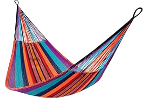 Handwoven Hammock by Yellow Leaf Hammocks - Double Size, Fits 1-2 ppl, 400lb max - Weathersafe, Super Strong, Easy to Hang, Ultra Soft, Artisan Made - Color: Tropical Multicolor