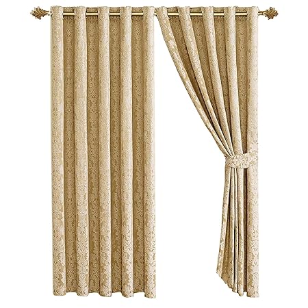 Luxury Jacquard Curtains Fully Lined Ready Made Tape Top Ring Top