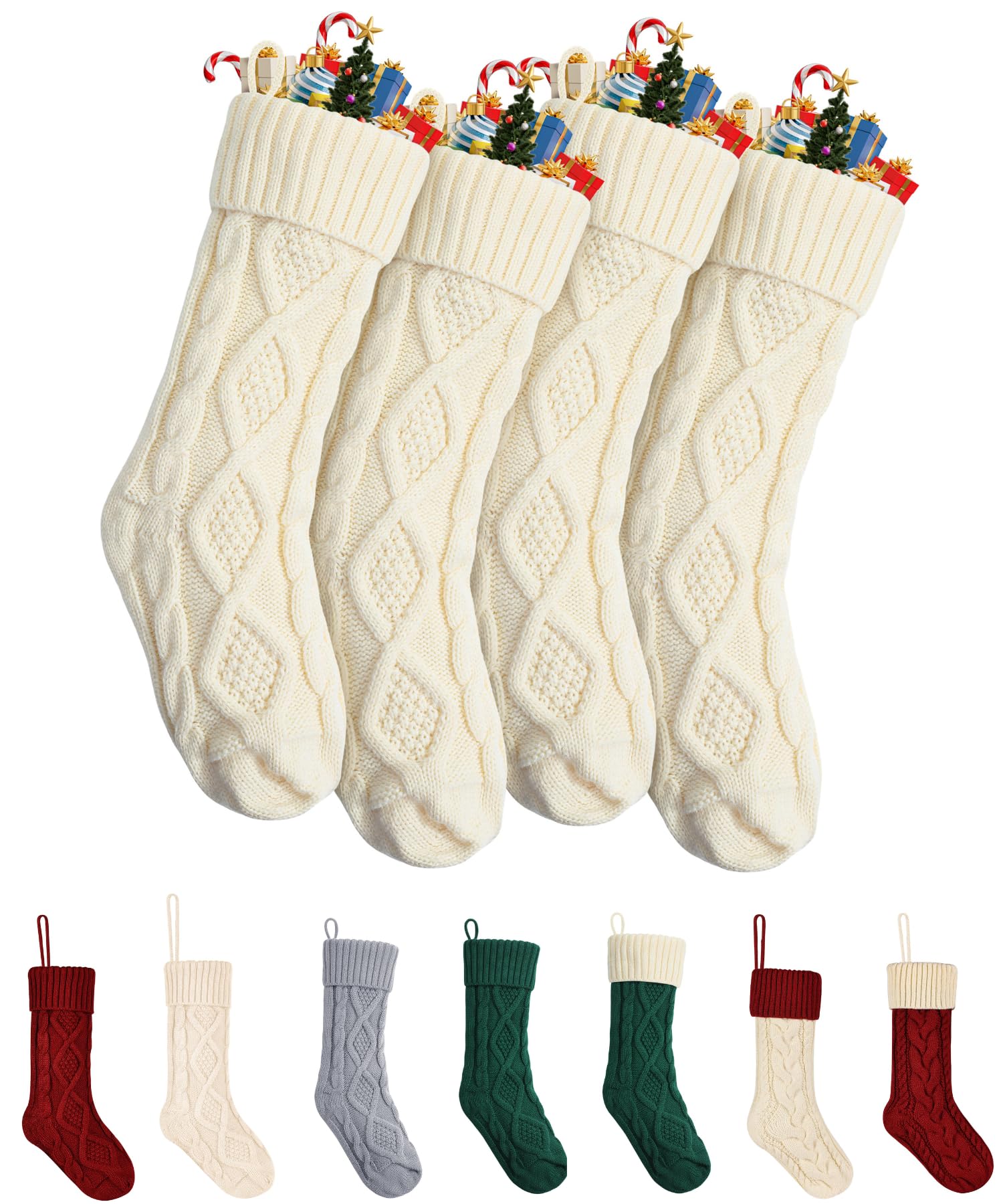 Photo 1 of Mr. Pen- Christmas Stockings, 4 Pack, 18" Cream Stockings Christmas, Stockings for Christmas, Stocking Christmas, Cream Knit Stockings Christmas Stocking, Cream Christmas Stockings