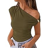 PRETTYGARDEN Womens Summer Off The Shoulder Crop Tops Ribbed Going Out Fitting T Shirts Trendy Spring Y2k Clothes 2026