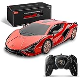 BEZGAR Remote Control Cars - 1:24 Scale Officially Licensed RC Series Lambo Sián FKP 37, Electric Sport Racing Hobby Toy Car Model Vehicle for Boys and Girls Teens and Adults Gift (Red)