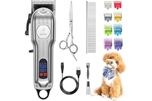 Gooad Professional Dog Grooming Clippers Cordless Dog Trimmer for Grooming Heavy Thick Hair&Coats, Quiet Dog Shavers for Small and Large Dogs Pet Grooming Kit for Dogs