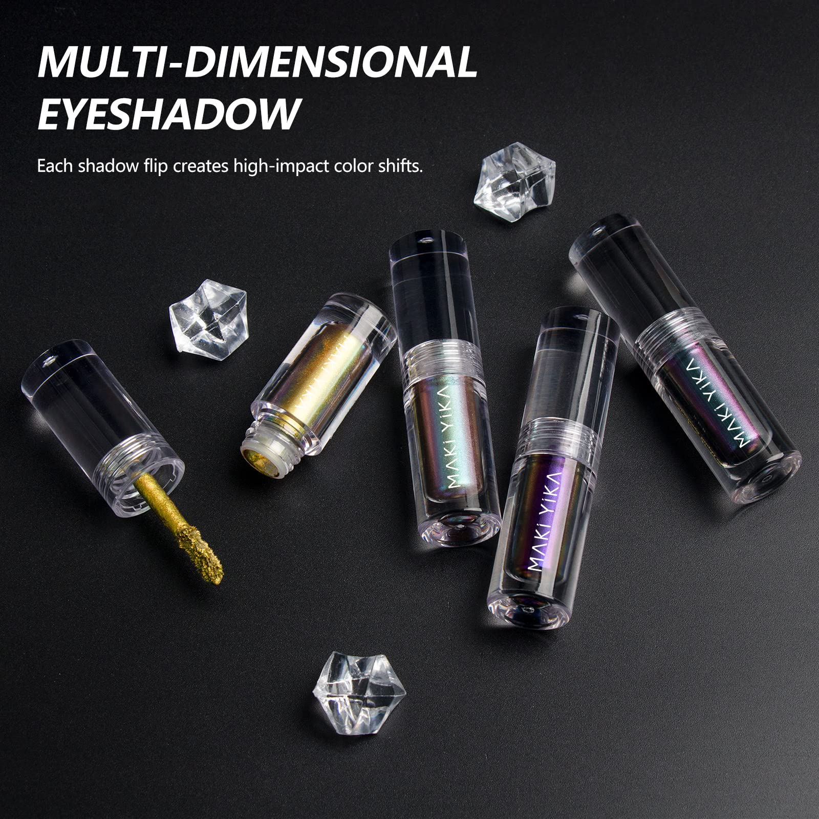 MAKI YIKA Glitter Liquid Eyeshadow Chameleon Metallic Eyeshadow MultiColor Shifting Long Lasting Multichrome Holographic Eye Topper Glitters (#6 Aurora)