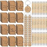 Cholemy 90 Pcs Thank You Gifts Graduation Teachers Employee Appreciation Gifts Bulk Team Coworker Christian Inspirational Spiral Motivational Bamboo Pen Kraft Notebooks with Keychain(Thank You)