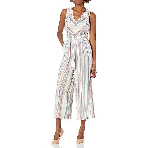 Calvin Klein Women's Sleeveless Cropped Jumpsuit with Self Belt