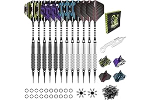 MageRabbit Professional Soft Tip Darts Set, 18g, 12 Pieces with 30 Replacement Tips, 16 Flights, for Electronic Dartboards
