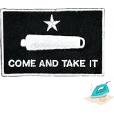 Texas Come and Take It Embroidered Iron On Patch 2.99" x 2.08" | 1-Pack | Iron On Or Sew On Only, Jeans Jackets Hats Backpacks, Embroidered Applique, Texas Tactical Flag