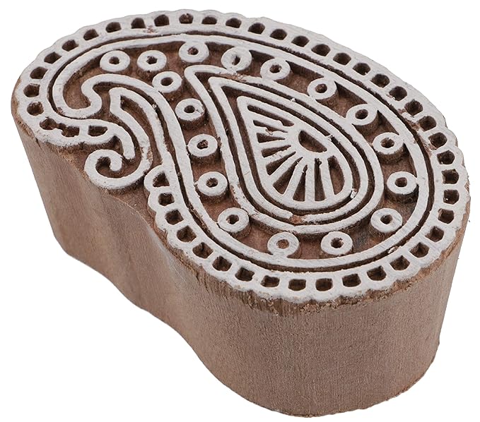 Guru-Shop Holz Stempel Paisley 1, 15x11x3 cm, Indische Holzstempel