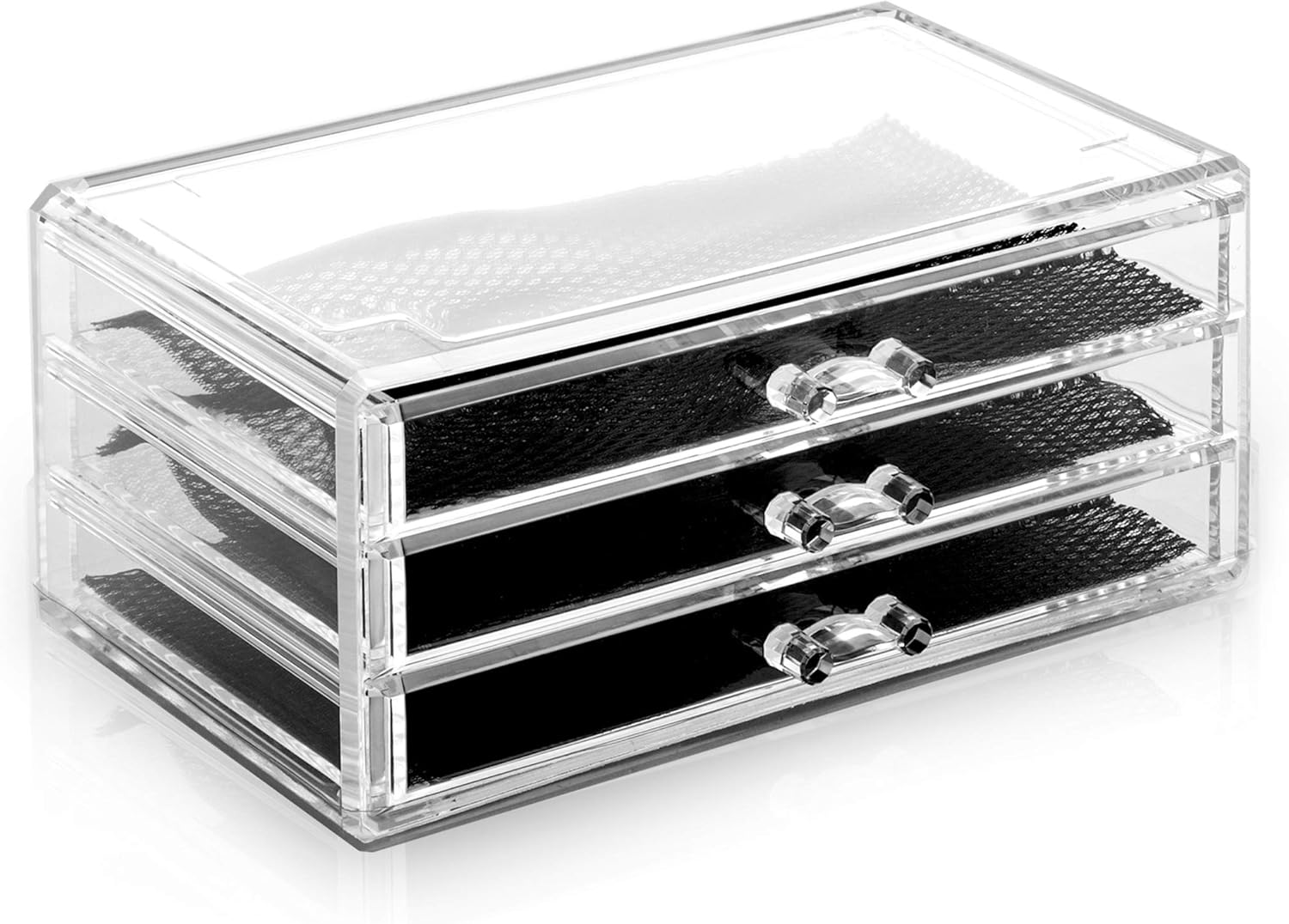 Amazon Com Bino 3 Drawer Acrylic Jewelry And Makeup Organizer Clear Cosmetic Organizer Vanity Storage Display Box Make Up Organizers And Storage Makeup Stand Home Kitchen