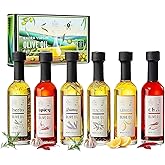 Kiri & Sons Olive Oil Gourmet Sampler Gift Set of 6 - Premium Extra-Virgin Blend Olive Oil Made In Spain, Natural Flavors Include Herbs, Chili, Spice, Rosemary, Tuscan & Lemon - Gifts for Her, Him