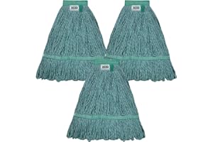 KLHB-YF 3Pack Heavy Duty Commercial Mop Head Replacement Heavy Duty Industrial Mop with Looped-End String Wet Mops for Floor 