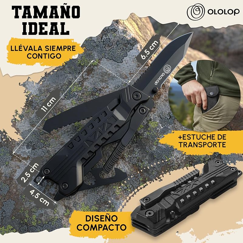 ® Navaja multiusos 23 en 1, incluye cuchillo de supervivencia