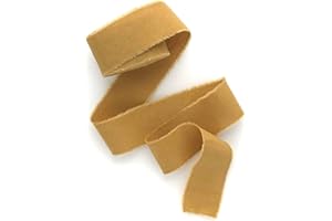LINENLARK Mustard 1 inch wide 5 yds frayed edges handmade cotton ribbon hand dyed for Rustic wedding invitation ties favors gift wrapping Party decor bows Florist Bouquet supplies Flat lay props