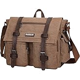 WITZMAN Vintage Canvas Messenger Bag for Men and Women Large Satchel Bags Crossbody Shoulder with 17 inch Laptop