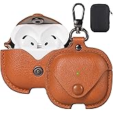 Maxjoy for AirPods 4 Case Leather, for AirPods 4th Generation Case Cover Leather AirPod Gen 4 Protective Cover with Keychain Compatible with Apple AirPod Generation 4th 2024, Brown