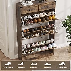 Halitaa Shoe Cabinet with 3 Flip Drawers & 2