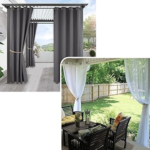 RYB HOME White Sheer Curtains Bundle Waterproof Blackout Curtains