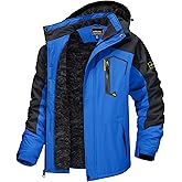 TACVASEN Men's Winter Skiing Jackets Water Resistant Fleece Coats Insulated Thermal Snowboard Jacket Parka Raincoat with Hood