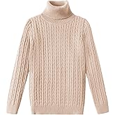 Arshiner Boy's Ribbed Turtleneck Cable Knitted Sweater Slim Fit Pullover Sweater for Kids 4-13 Years