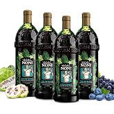 TAHITIAN NONI Juice by Morinda, Authentic Noni Fruit Puree Juice, 4X 1L | Noni fruit puree, Tahiti sourced, blueberry &amp; grape blend, resveratrol, all-natural wellness juice, 4 One L bottle per case