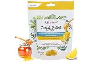 Quantum Health Organic Cough Relief Lozenges, Meyer Lemon & Honey, Natural Menthol Cough Suppressant, Bagged, 18 Ct, Light Yellow