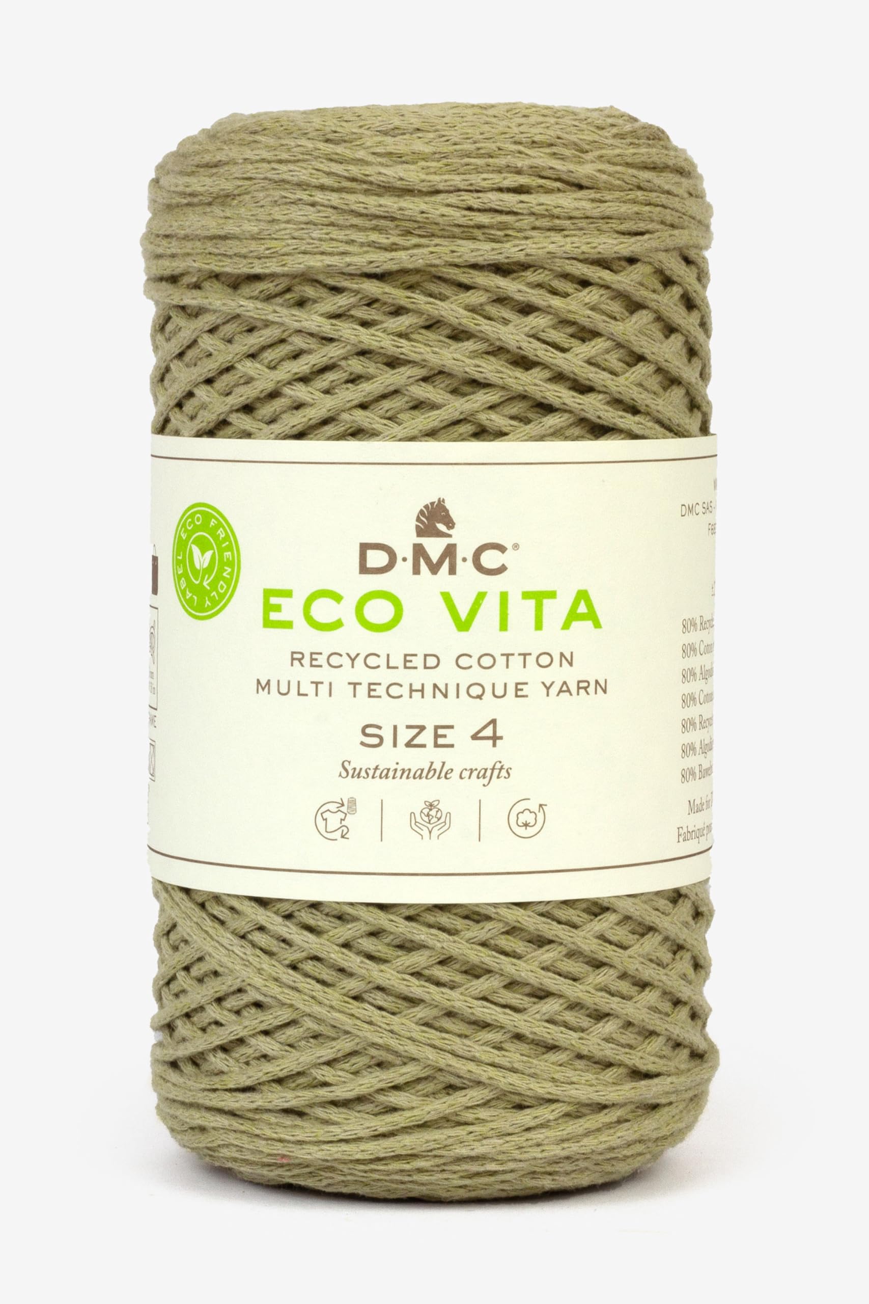 DMC Eco Vita 4, Green Crochet Knitting Macrame Yarn, 250g — image 1