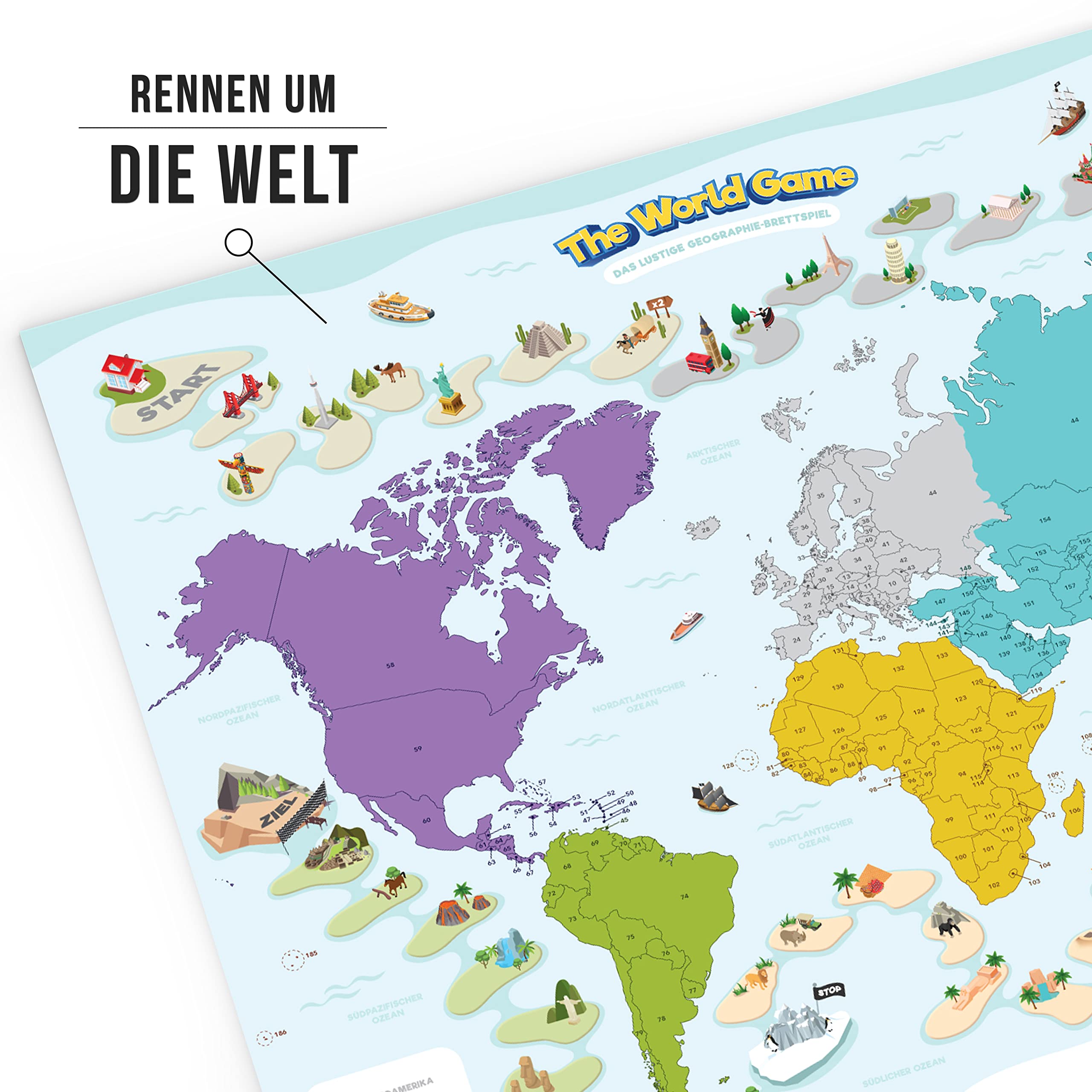 The World Game - Lustiges Geographie Brettspiel - Welt Lernspiel für Kinder & Erwachsene - Coole Geschenkidee für Jungen & Mädchen im Teenageralter - Deutsche 4