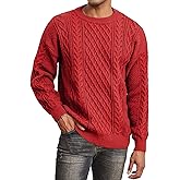 Men's Knit Sweater Crewneck Loose Fit Casual Twist Patterned Textured Long Sleeve Cable Knitted Pullover
