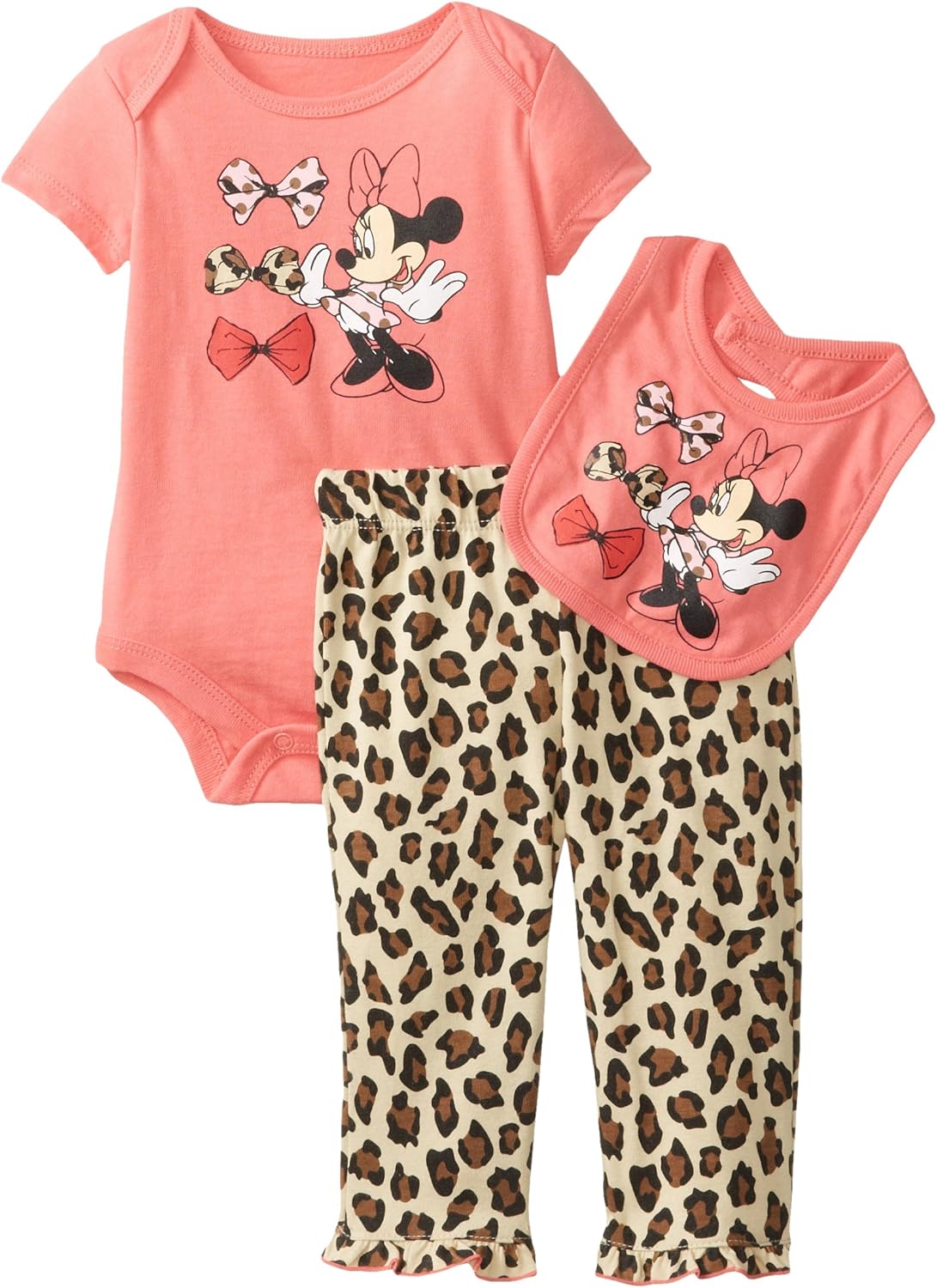 Disney BabyGirls Newborn Minnie Mouse 3 Piece Print Bib
