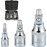 CONQUER No-Drop Magnetic Socket Extension Bars – CR-V Steel 1/4", 3/8", 1/2" Drive Set for Tight Spaces & Engine Bay Repairs