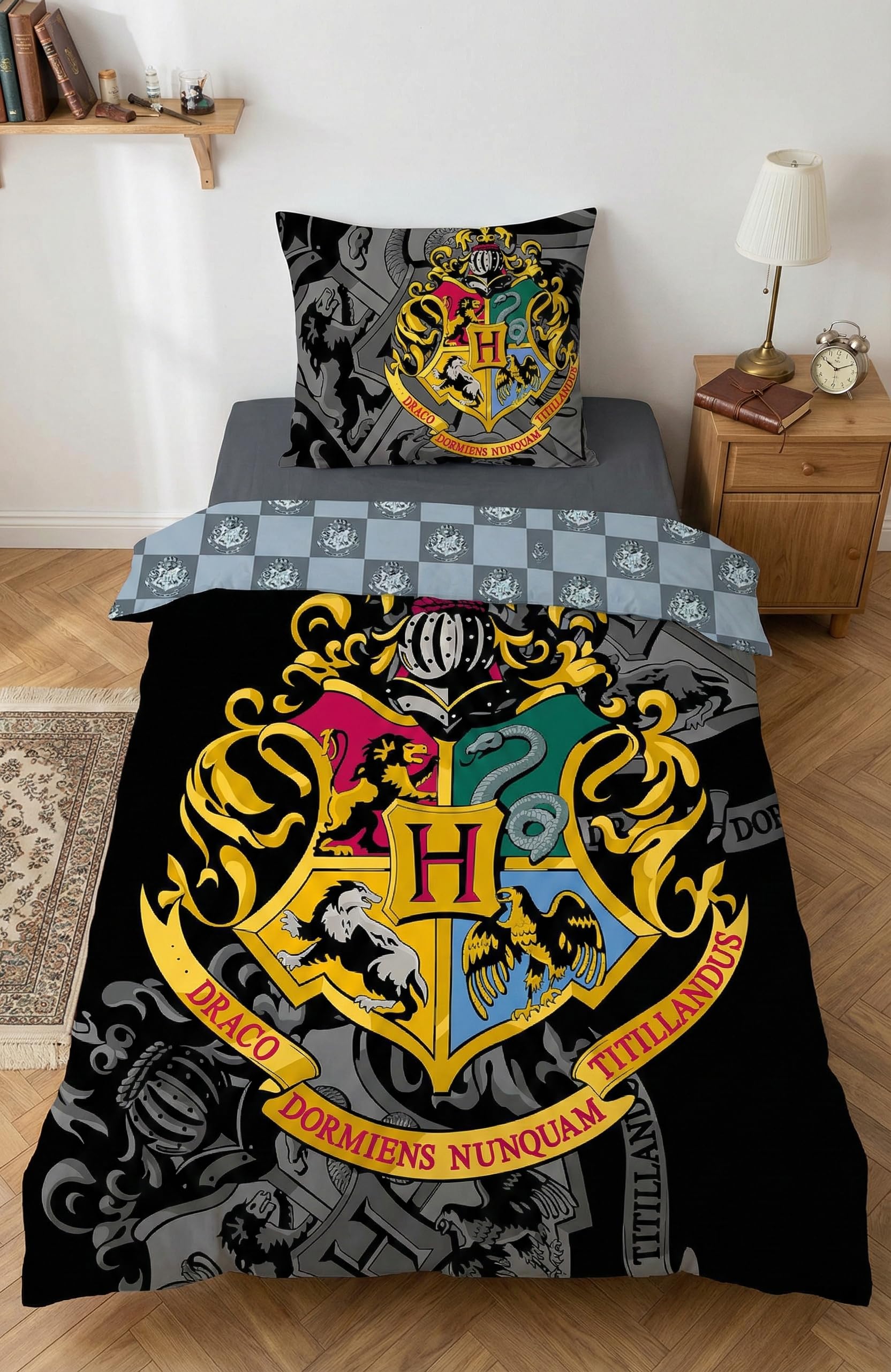Setino Harry Potter Bedding Set - 100% Cotton - Reversible Duvet Cover 140 x 200 cm + Pillowcase 65 x 65 cm