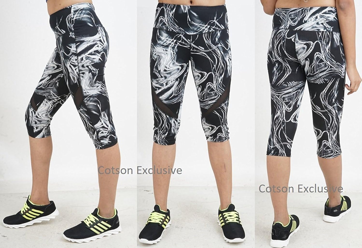 cotson women's blended lycra capri (multicolour,free size)