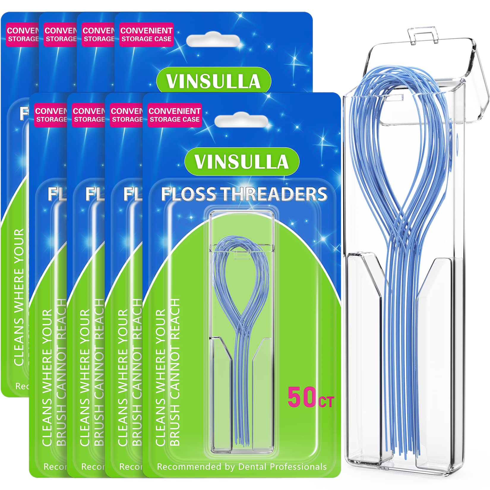 Floss Threaders for Braces, Bridges, and Implants (50 Count (Pack of 8))