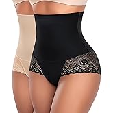 Werena Tummy Control Shapewear Panties for Women High Waist Body Shaper Underwear Lace Shaping Girdle Briefs