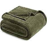 Exclusivo Mezcla Fleece Blanket King Size for Bed, Super Soft and Warm, All Season, Cozy, Plush, Lightweight, 90x104 Inches, Olive Green