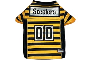 Pets First NFL Pittsburgh Steelers Throwback Dog Bumblebee Jersey, Retro Dog Yellow and Black Football Jersey, Size Medium, Vintage Dog Shirt